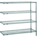 Metro 5AN437K3 Super Erecta Metroseal Green Adjustable Wire Stationary Add-On Shelving Unit - 21