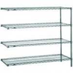 Metro 5AN437K3 Super Erecta Metroseal Green Adjustable Wire Stationary Add-On Shelving Unit - 21