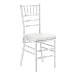Lancaster Table & Seating White Wood Chiavari Chair with White Cushion