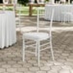 Lancaster Table & Seating White Wood Chiavari Chair with White Cushion