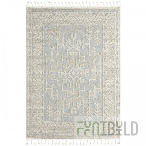 Abani Cabo Collection 4' x 6' Cream / Gray Farmhouse Medallion Area Rug