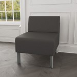 Lesro Luxe Lounge Series Patriot Plus Charcoal Vinyl Guest Chair with Steel Legs