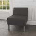 Lesro Luxe Lounge Series Patriot Plus Charcoal Vinyl Guest Chair with Steel Legs