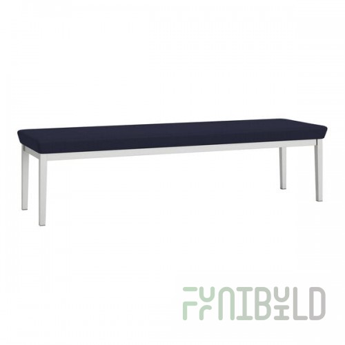 Lesro Lenox Steel Open House Navy Fabric 3-Seat Bench