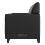 Flash Furniture Agent Black LeatherSoft Sofa with 2 Charging Banks and Wooden Feet