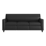 Flash Furniture Agent Black LeatherSoft Sofa with 2 Charging Banks and Wooden Feet