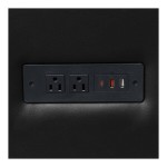 Flash Furniture Agent Black LeatherSoft Sofa with 2 Charging Banks and Wooden Feet