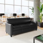 Flash Furniture Agent Black LeatherSoft Sofa with 2 Charging Banks and Wooden Feet