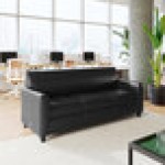 Flash Furniture Agent Black LeatherSoft Sofa with 2 Charging Banks and Wooden Feet