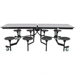 National Public Seating MTS8-MDPECR 8' Rectangular Mobile MDF Cafeteria Table with Chrome Frame, ProtectEdge, and 8 Stools National Public Seating MTS8-MDPECR 8' Rectangular Mobile MDF Cafeteria Table with Chrome Frame, ProtectEdge, and 8 Stools