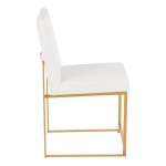 LumiSource Fuji White Faux Leather High-Back Side Chair with Gold Brushed Stainless Steel Frame - 2/Case LumiSource Fuji White Faux Leather High-Back Side Chair with Gold Brushed Stainless Steel Frame - 2/Case