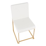 LumiSource Fuji White Faux Leather High-Back Side Chair with Gold Brushed Stainless Steel Frame - 2/Case LumiSource Fuji White Faux Leather High-Back Side Chair with Gold Brushed Stainless Steel Frame - 2/Case