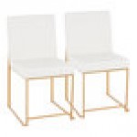 LumiSource Fuji White Faux Leather High-Back Side Chair with Gold Brushed Stainless Steel Frame - 2/Case LumiSource Fuji White Faux Leather High-Back Side Chair with Gold Brushed Stainless Steel Frame - 2/Case