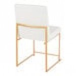 LumiSource Fuji White Faux Leather High-Back Side Chair with Gold Brushed Stainless Steel Frame - 2/Case LumiSource Fuji White Faux Leather High-Back Side Chair with Gold Brushed Stainless Steel Frame - 2/Case