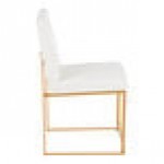 LumiSource Fuji White Faux Leather High-Back Side Chair with Gold Brushed Stainless Steel Frame - 2/Case LumiSource Fuji White Faux Leather High-Back Side Chair with Gold Brushed Stainless Steel Frame - 2/Case