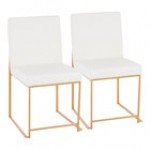 LumiSource Fuji White Faux Leather High-Back Side Chair with Gold Brushed Stainless Steel Frame - 2/Case LumiSource Fuji White Faux Leather High-Back Side Chair with Gold Brushed Stainless Steel Frame - 2/Case