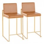 LumiSource Fuji White Faux Leather High-Back Side Chair with Gold Brushed Stainless Steel Frame - 2/Case LumiSource Fuji White Faux Leather High-Back Side Chair with Gold Brushed Stainless Steel Frame - 2/Case