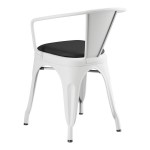 Lancaster Table & Seating Alloy Pearl White Indoor Arm Chair with Black Vinyl Cushion Lancaster Table & Seating Alloy Pearl White Indoor Arm Chair with Black Vinyl Cushion