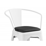 Lancaster Table & Seating Alloy Pearl White Indoor Arm Chair with Black Vinyl Cushion Lancaster Table & Seating Alloy Pearl White Indoor Arm Chair with Black Vinyl Cushion
