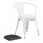 Lancaster Table & Seating Alloy Pearl White Indoor Arm Chair with Black Vinyl Cushion Lancaster Table & Seating Alloy Pearl White Indoor Arm Chair with Black Vinyl Cushion