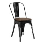Lancaster Table & Seating Alloy Onyx Black Indoor Cafe Chair with Walnut Wood Seat Lancaster Table & Seating Alloy Onyx Black Indoor Cafe Chair with Walnut Wood Seat