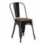 Lancaster Table & Seating Alloy Onyx Black Indoor Cafe Chair with Walnut Wood Seat Lancaster Table & Seating Alloy Onyx Black Indoor Cafe Chair with Walnut Wood Seat