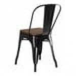 Lancaster Table & Seating Alloy Onyx Black Indoor Cafe Chair with Walnut Wood Seat Lancaster Table & Seating Alloy Onyx Black Indoor Cafe Chair with Walnut Wood Seat