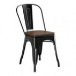 Lancaster Table & Seating Alloy Onyx Black Indoor Cafe Chair with Walnut Wood Seat Lancaster Table & Seating Alloy Onyx Black Indoor Cafe Chair with Walnut Wood Seat