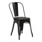 Lancaster Table & Seating Alloy Onyx Black Indoor Cafe Chair with Walnut Wood Seat Lancaster Table & Seating Alloy Onyx Black Indoor Cafe Chair with Walnut Wood Seat