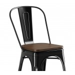 Lancaster Table & Seating Alloy Onyx Black Indoor Cafe Chair with Walnut Wood Seat Lancaster Table & Seating Alloy Onyx Black Indoor Cafe Chair with Walnut Wood Seat