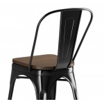 Lancaster Table & Seating Alloy Onyx Black Indoor Cafe Chair with Walnut Wood Seat Lancaster Table & Seating Alloy Onyx Black Indoor Cafe Chair with Walnut Wood Seat