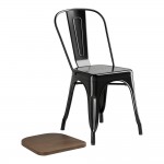 Lancaster Table & Seating Alloy Onyx Black Indoor Cafe Chair with Walnut Wood Seat Lancaster Table & Seating Alloy Onyx Black Indoor Cafe Chair with Walnut Wood Seat