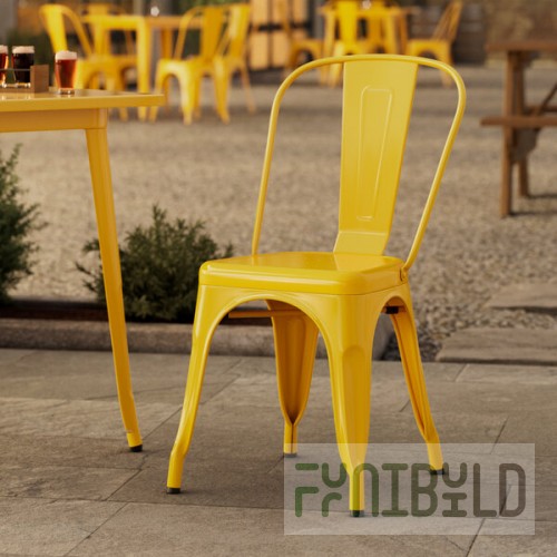 Lancaster Table & Seating Alloy Citrine Yellow Outdoor Cafe Chair