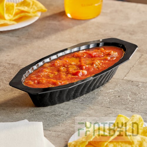 Fineline Flairware 215-BK 15 oz. Black Plastic Oval Bowl / Serving Boat - 300/Case