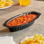 Fineline Flairware 215-BK 15 oz. Black Plastic Oval Bowl / Serving Boat - 300/Case Fineline Flairware 215-BK 15 oz. Black Plastic Oval Bowl / Serving Boat - 300/Case