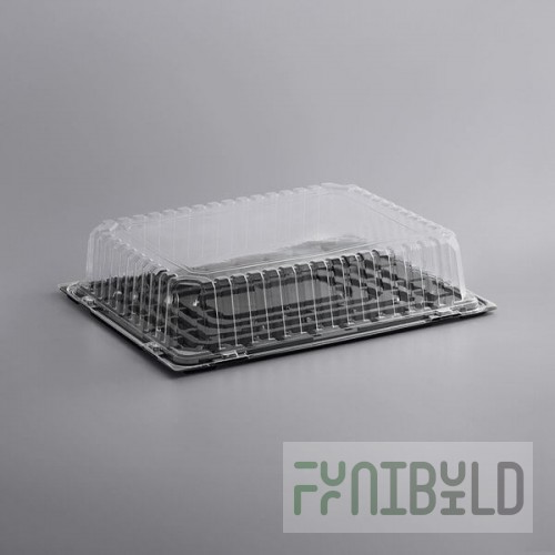 Choice 1/2 Size Low Dome Sheet Cake Display Container with Clear Dome Lid - 5/Pack