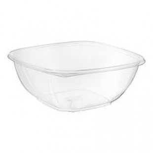 Fineline 15048M-CL Super Bowl Plus 48 oz. Clear Square PET Plastic Bowl - 300/Case