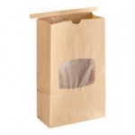 Choice 2 lb. Brown Kraft Customizable Paper Cookie / Coffee / Donut Bag with Window and Tin Tie Closure - 50/Pack
