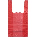 Choice 1/10 XS Size Red Unprinted Embossed Medium-Duty Plastic T-Shirt Bag - 1,500/Case Choice 1/10 XS Size Red Unprinted Embossed Medium-Duty Plastic T-Shirt Bag - 1,500/Case