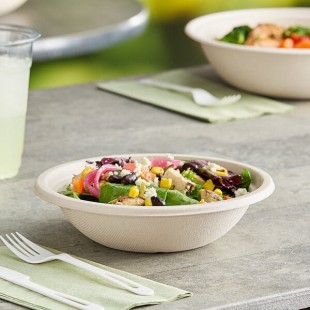 World Centric 16 oz. Compostable Fiber Take-Out Bowl with Leaf Plus - 500/Case
