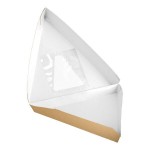 Choice Kraft Clay-Coated Clamshell Pizza Slice Box with Window - 400/Case Choice Kraft Clay-Coated Clamshell Pizza Slice Box with Window - 400/Case
