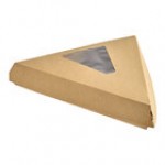 Choice Kraft Clay-Coated Clamshell Pizza Slice Box with Window - 400/Case Choice Kraft Clay-Coated Clamshell Pizza Slice Box with Window - 400/Case