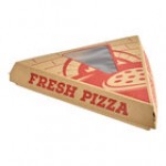 Choice Kraft Clay-Coated Clamshell Pizza Slice Box with Window - 400/Case Choice Kraft Clay-Coated Clamshell Pizza Slice Box with Window - 400/Case