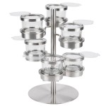 Cal-Mil 1858-4-55HL Mixology Stainless Steel Tiered 6 Jar Rotating Display for 16 oz. Jars with Hinged Lids - 14 Cal-Mil 1858-4-55HL Mixology Stainless Steel Tiered 6 Jar Rotating Display for 16 oz. Jars with Hinged Lids - 14