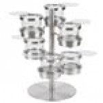 Cal-Mil 1858-4-55HL Mixology Stainless Steel Tiered 6 Jar Rotating Display for 16 oz. Jars with Hinged Lids - 14 Cal-Mil 1858-4-55HL Mixology Stainless Steel Tiered 6 Jar Rotating Display for 16 oz. Jars with Hinged Lids - 14