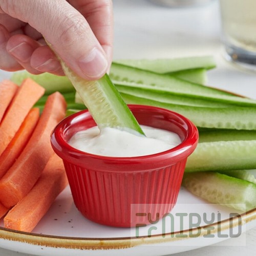 Acopa 1.5 oz. Red Fluted Melamine Ramekin - 12/Case