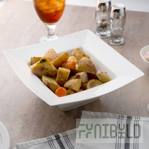 10 Strawberry Street WTR-10SQRBWL Whittier 1.06 Qt. White Square Porcelain Rim Bowl - 12/Case