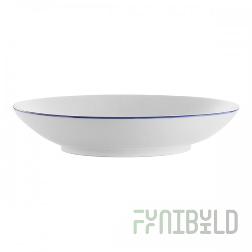 International Tableware Torino Bistro 40 oz. Blue Band Porcelain Vegetable / Serving Bowl - 12/Case