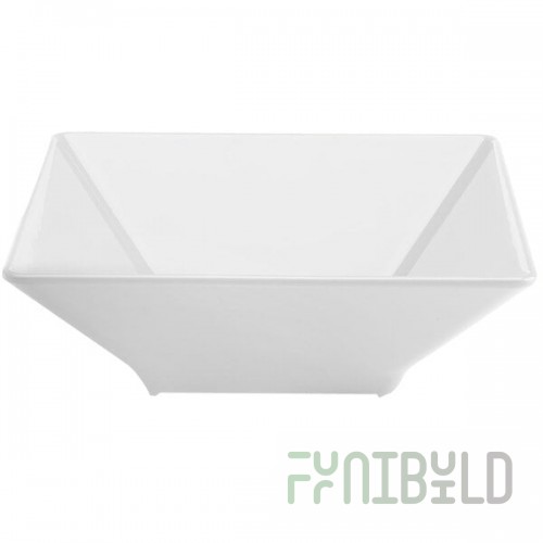 Elite Global Solutions M1212SQ Symmetry Display White 4.75 Qt. Square Melamine Bowl