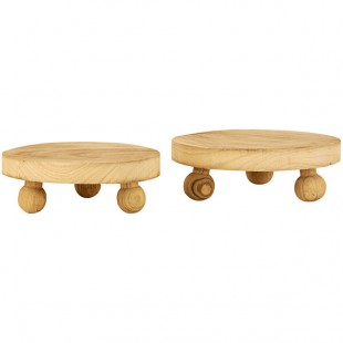Kalalou 2-Piece Round Wooden Display Stand Set with Feet